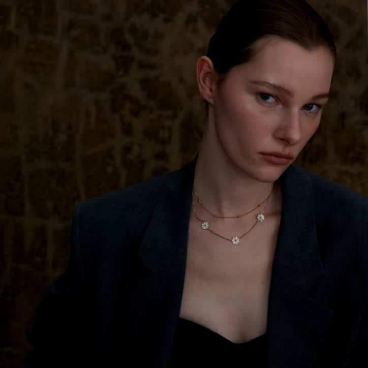 שרשרת כפולה פרחים סלין