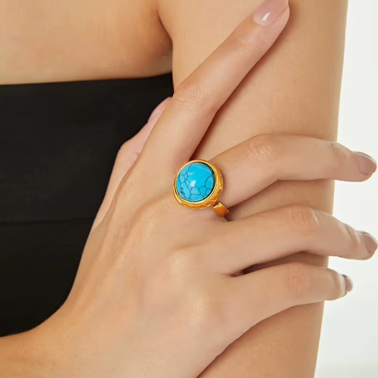 טבעת מטבע טורקיז