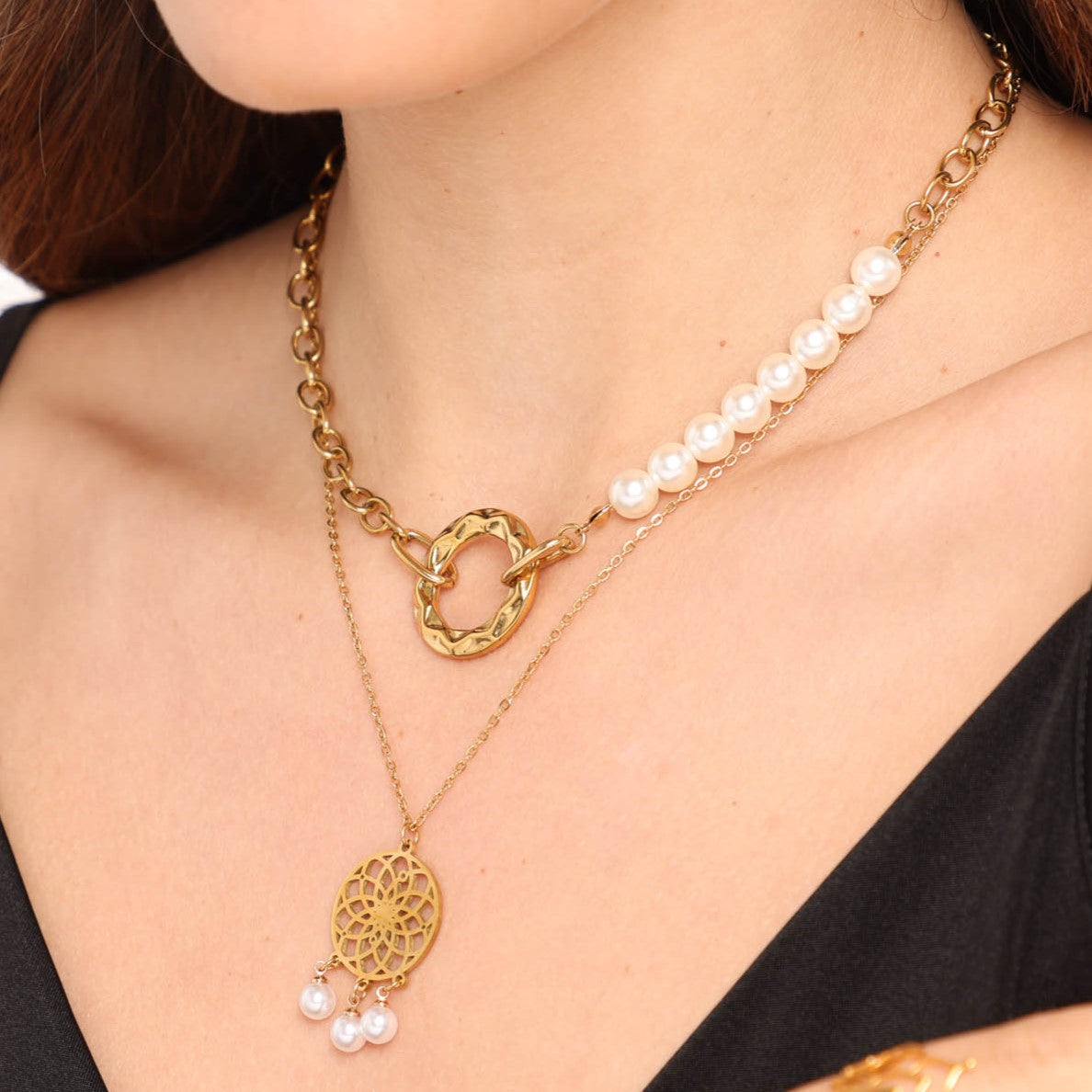 שרשרת פנינים מעוצבת אליס