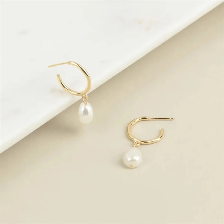 עגיל חישוק פתוח ופנינה