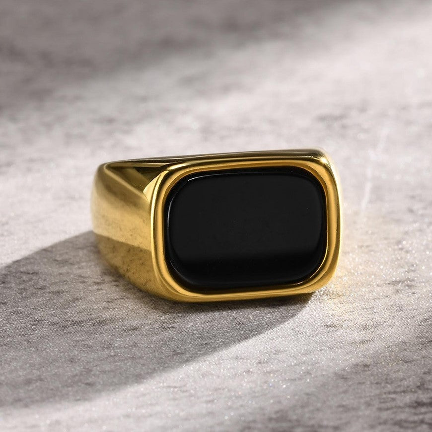 טבעת מלבן שחור ליון