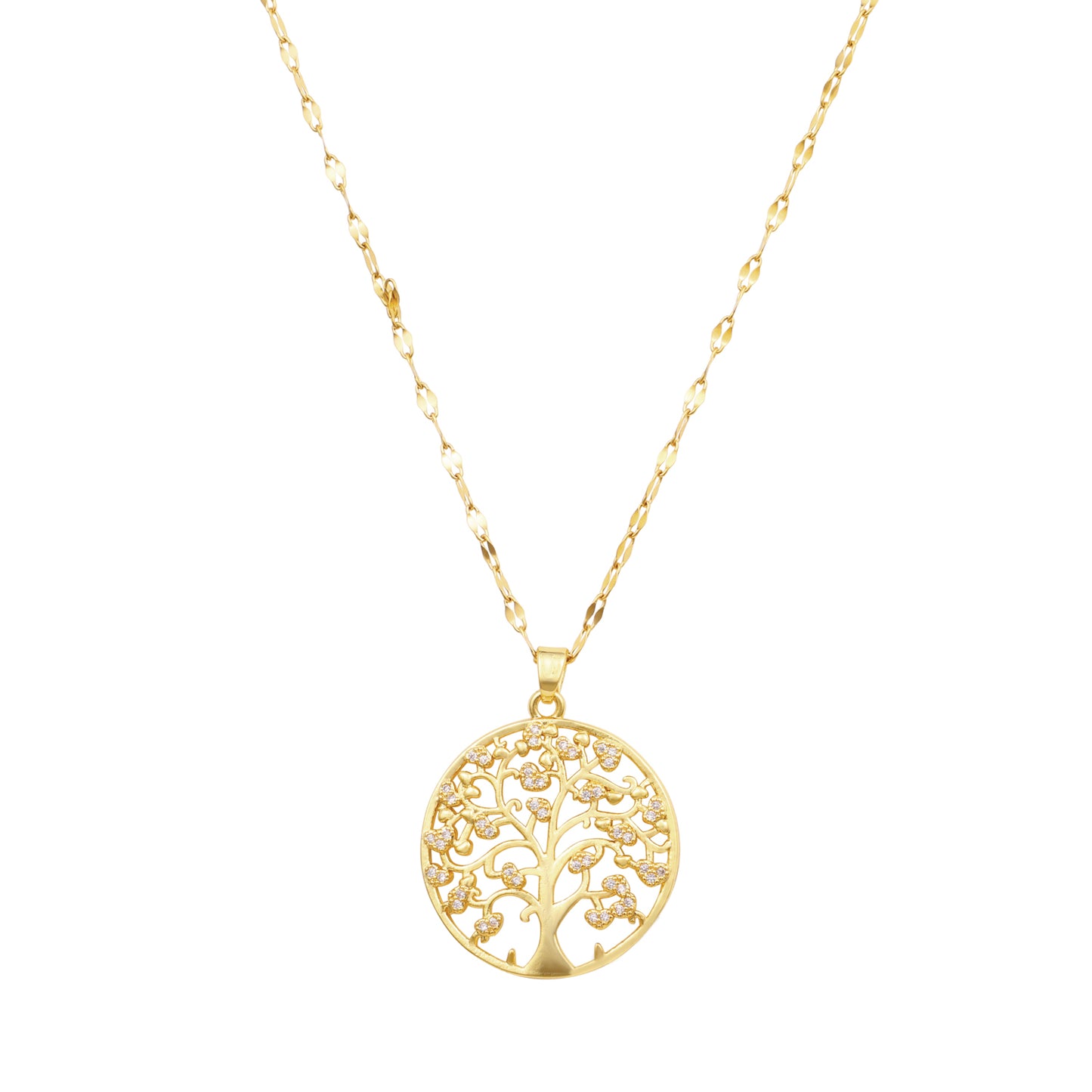שרשרת עיגול עץ החיים וזירקונים – Lo-jewelry